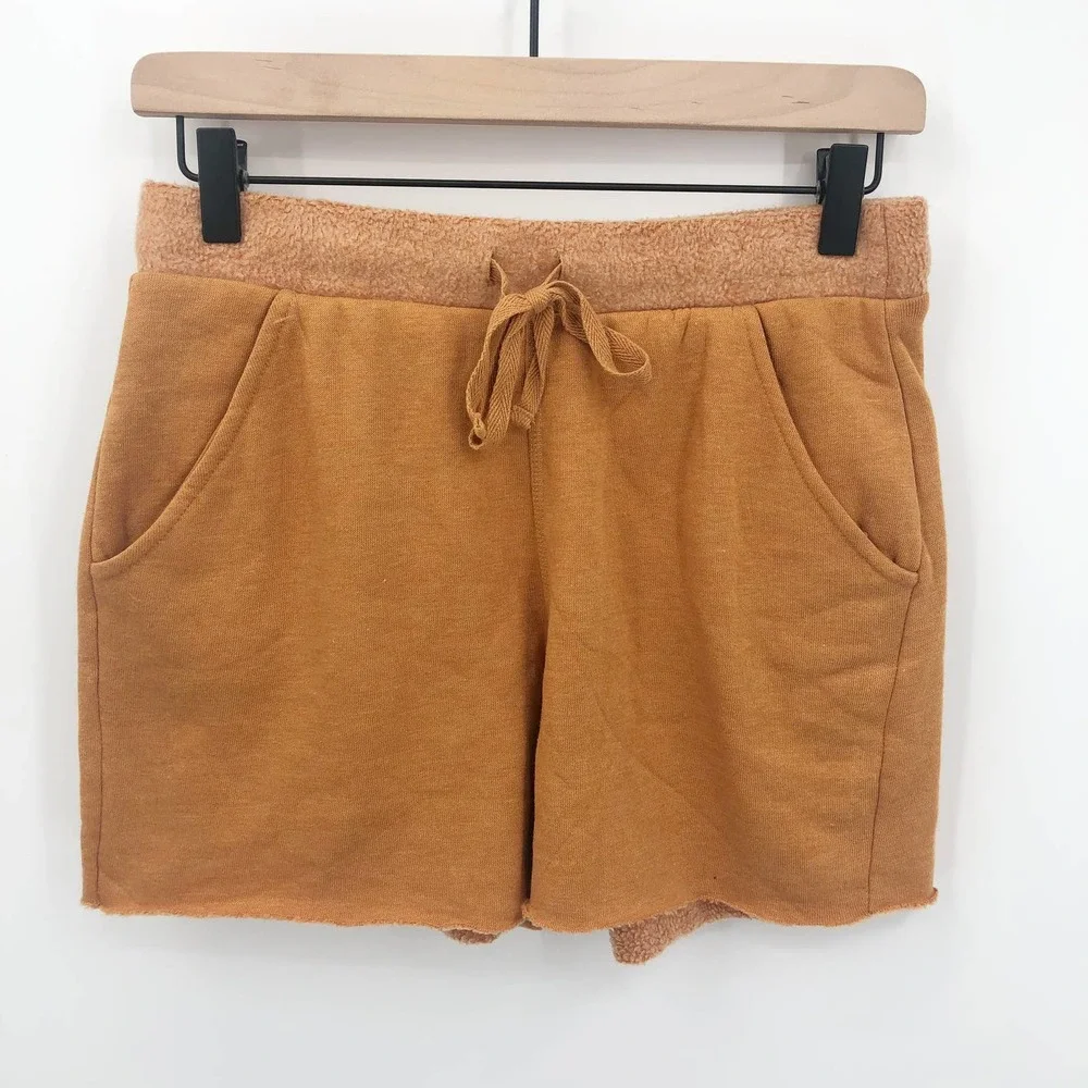 FREE PEOPLE Kelly Washed Cognac Sweatshirt Set Shorts Top Size Medium NEW - Picture 3 of 13